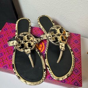 Tory Burch Black and Tan Sandals
